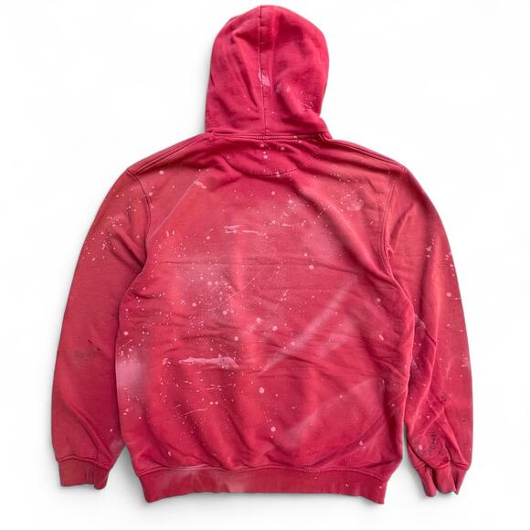 Vintage Y2K Thrashed Faded Red Nike Mini Swoosh Hoodie Sweatshirt M Paint Grunge - Picture 3 of 10